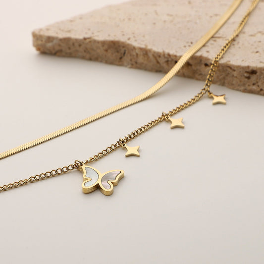 Butterfly Star Snake Chain Necklace