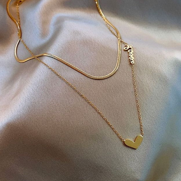 Love Heart Snake Chain Necklace
