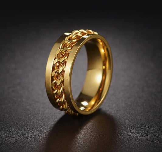 18k Gold Spinner Chain Ring