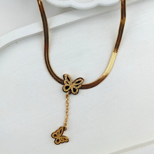 Trendy Snake Chain Butterfly Necklace