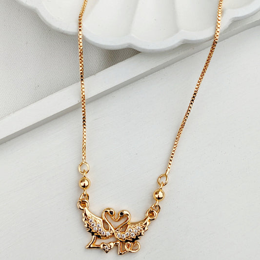 Swan Heart Gold Necklace
