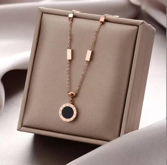Rose Gold Roman Numeral Necklace